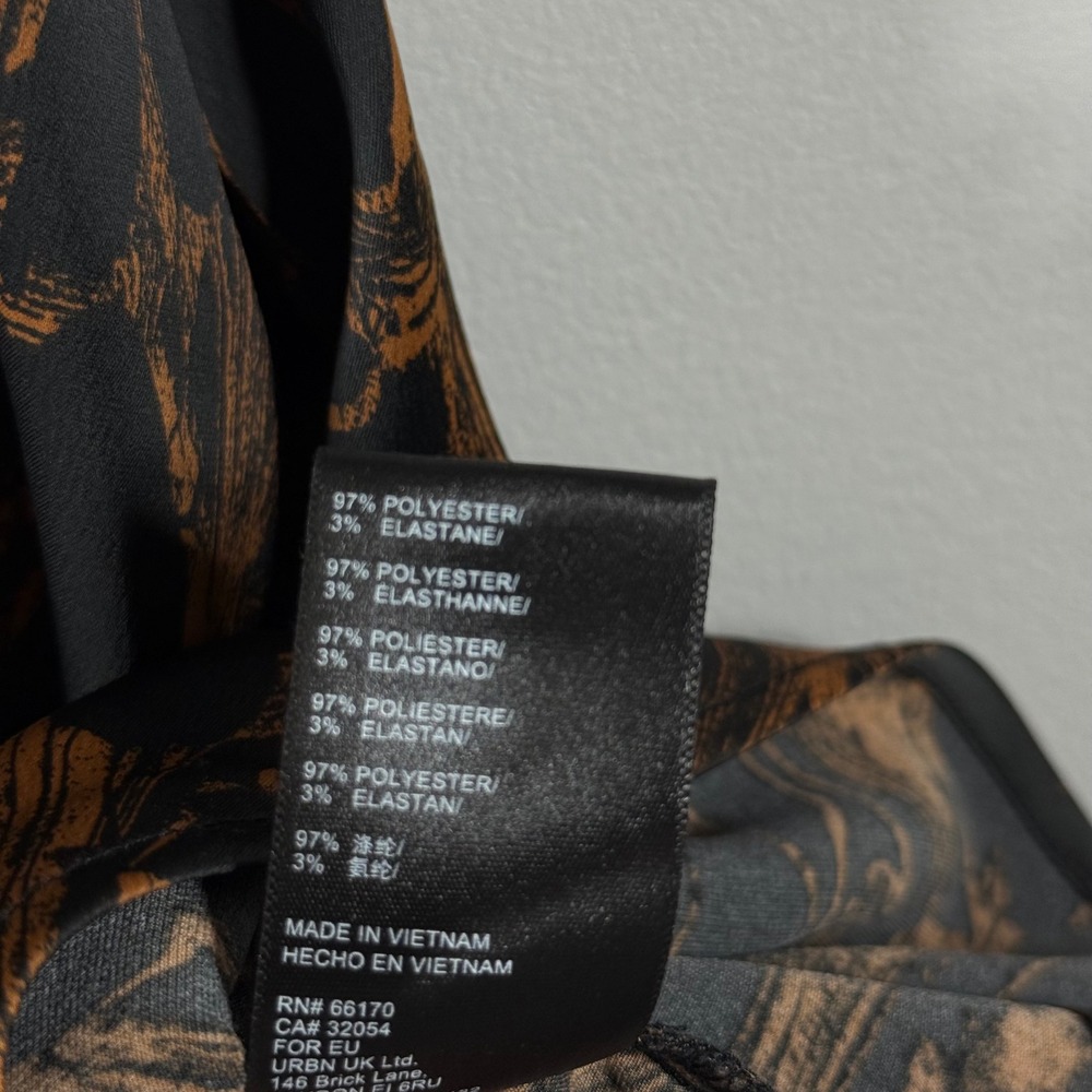 Urban Outfitters Marble Print Cowl Neck Slip Dress Black Brown XS - Picture 6 of 8